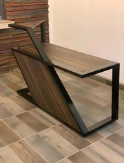 Modern Geometric Wood & Metal Reception Desk